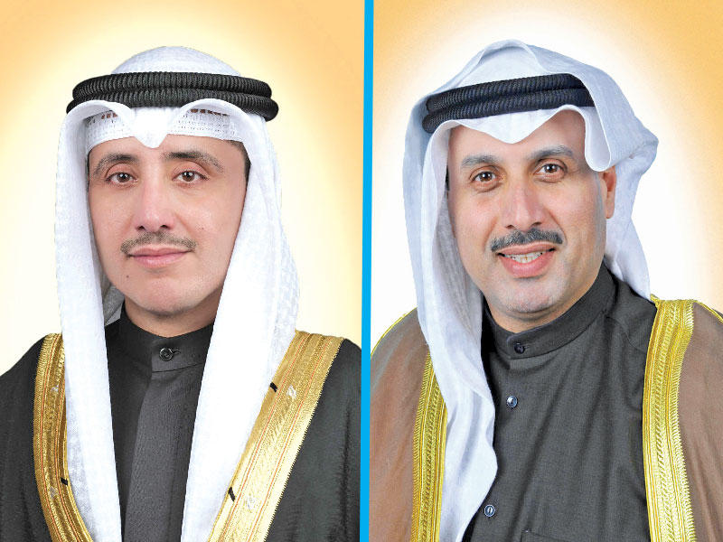 نائب رئيس مجلس الوزراء وزير الدفاع الشيخ حمد الجابر  - وزير الخارجية وزير الدولة لشؤون مجلس الوزراء الشيخ د. أحمد الناصر 