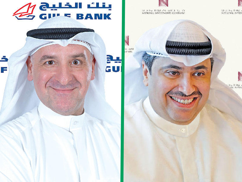 الرئيس التنفيذي لشركة الاستثمارات الوطنية فهد المخيزيم -  نائب الرئيس التنفيذي لبنك الخليج وليد مندني 