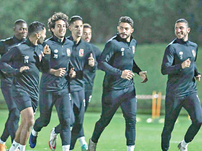 جانب من تدريب اليوم الثاني للأهلي في الدوحة