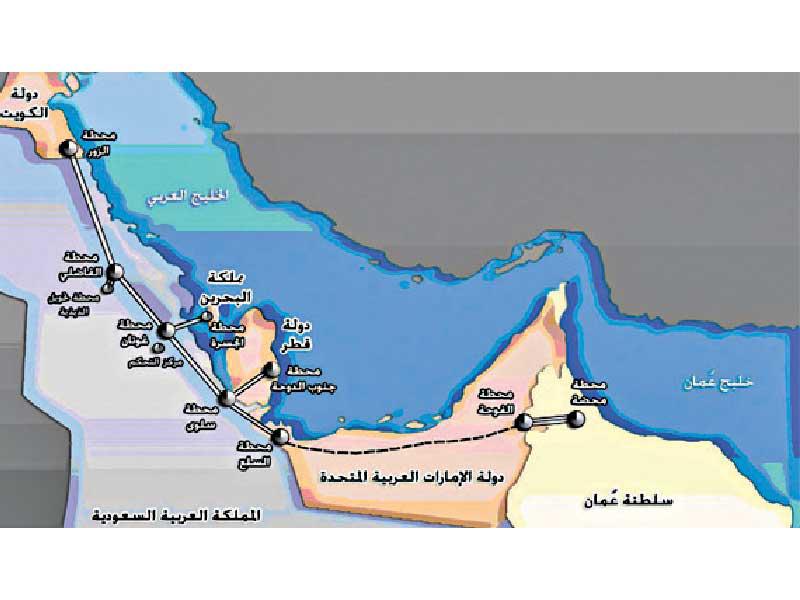 خريطة مسار قطار الخليج 