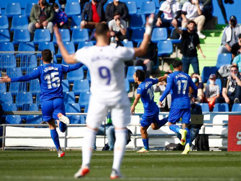 فرحة لاعبي خيتافي بهدف المباراة أمام ريال مدريد