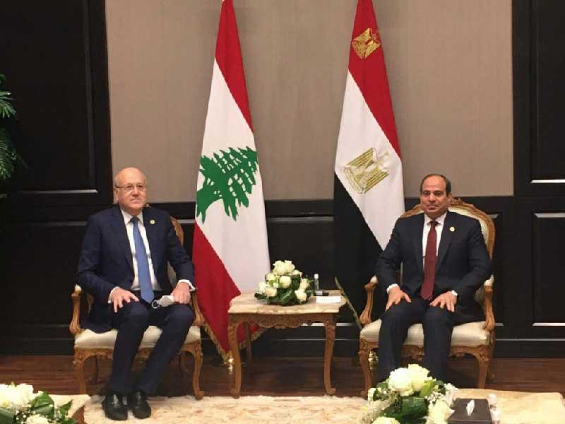  الرئيس المصري عبد الفتاح السيسي ورئيس مجلس الوزراء نجيب ميقاتي