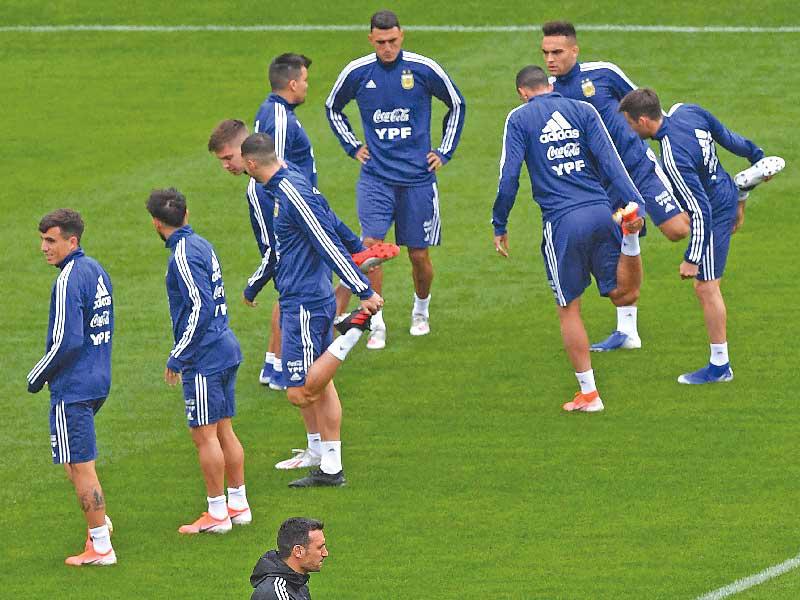 جانب من تدريبات المنتخب الأرجنتيني