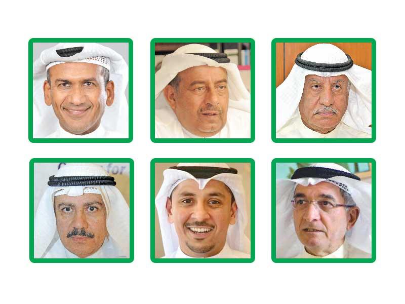 جاسم السعدون - علي الرشيد البدر - مناف الهاجري - عبدالمجيد الشطي - براك الغربللي - عباس المجرن