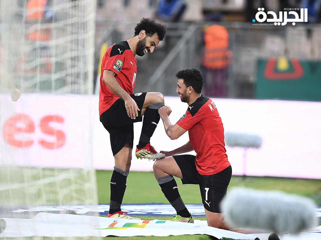 محمد صلاح محتفلاً بهدفه بمرمى المغرب