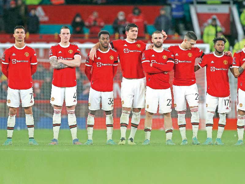 لاعبو مان يونايتد خلال المباراة السابقة 