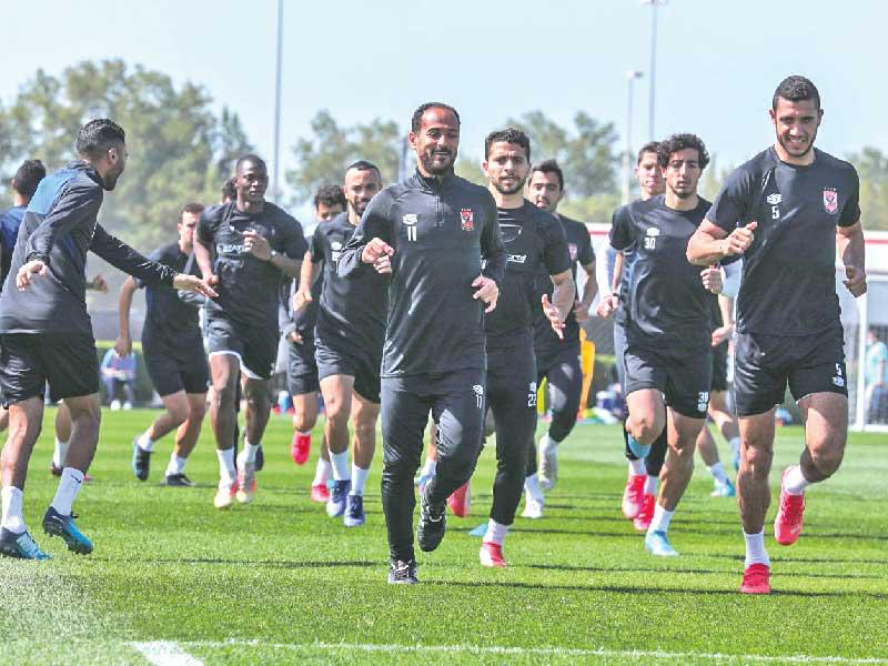 الأهلي المصري خلال التدريب الأخير أمس