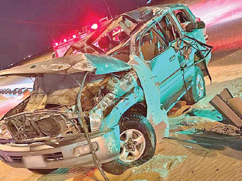 حادث مرور مروع على طريق الوفرة