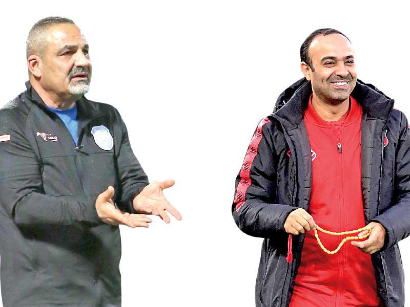  نائب رئيس جهاز الكرة في نادي الكويت عادل عقلة - مدرب اليرموك لكرة القدم أحمد حيدر