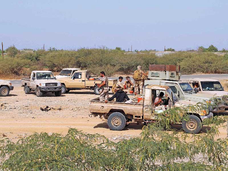 قوات مناهضة للحوثيين في منطقة حرض قرب الحدود مع السعودية (أ ف ب)n