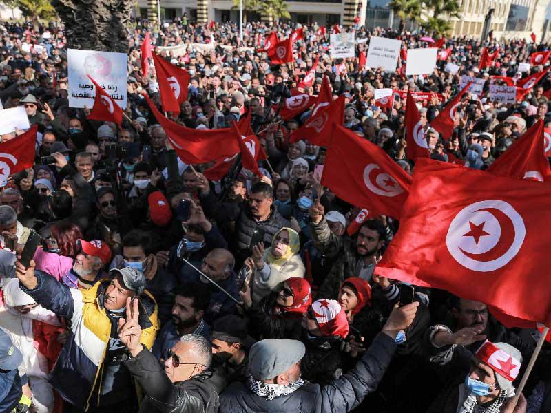 جانب من الاحتجاجات التونسية