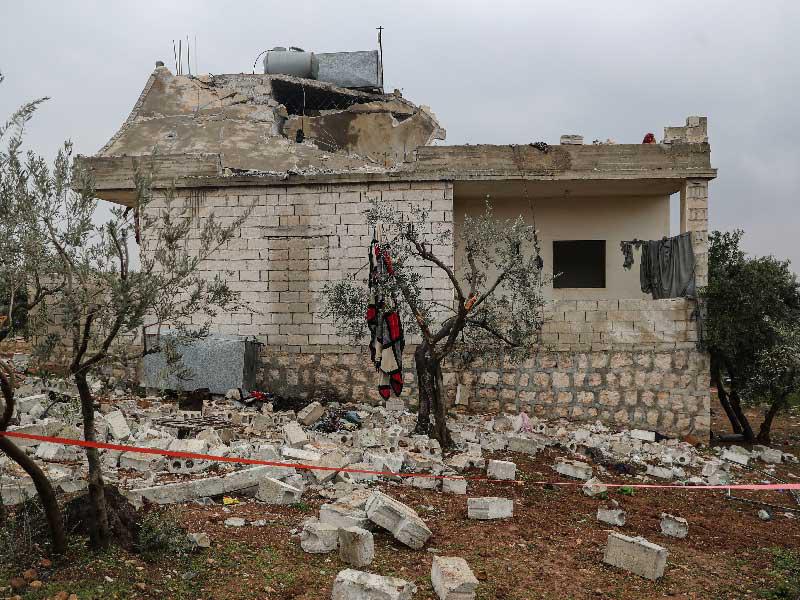 المنزل الذي اغتيل فيه زعيم القاعدة أبوإبراهيم القريشي في شمال غرب سورية