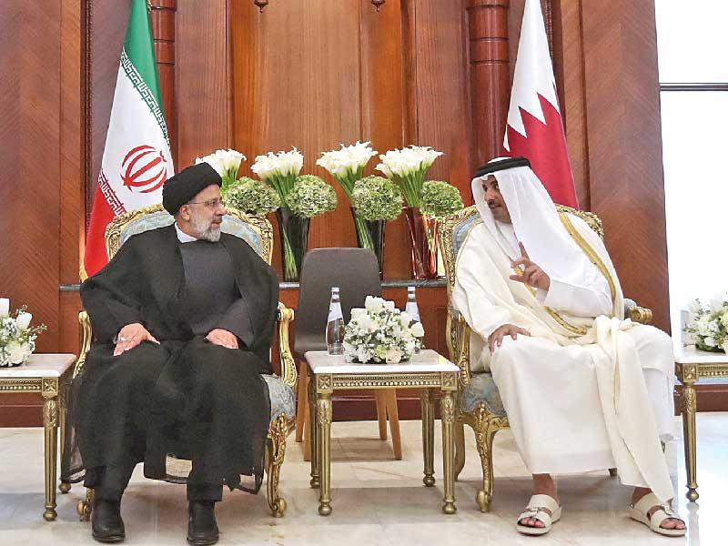 تميم متحدثاً إلى رئيسي في الدوحة اليوم (دي بي أيه)