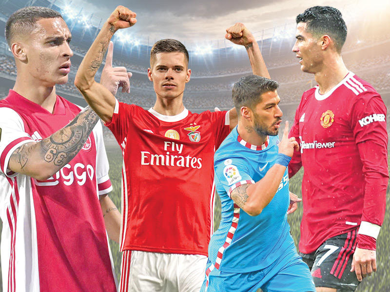 رونالدو نجم مان يونايتد - سواريز نجم أتلتيكو - انتوني نجم أياكس