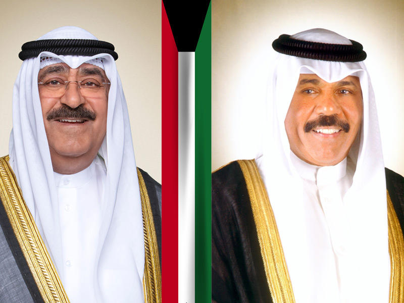 صاحب السمو أمير البلاد الشيخ نواف الأحمد وصاحب السمو ولي العهد الشيخ مشعل الأحمد