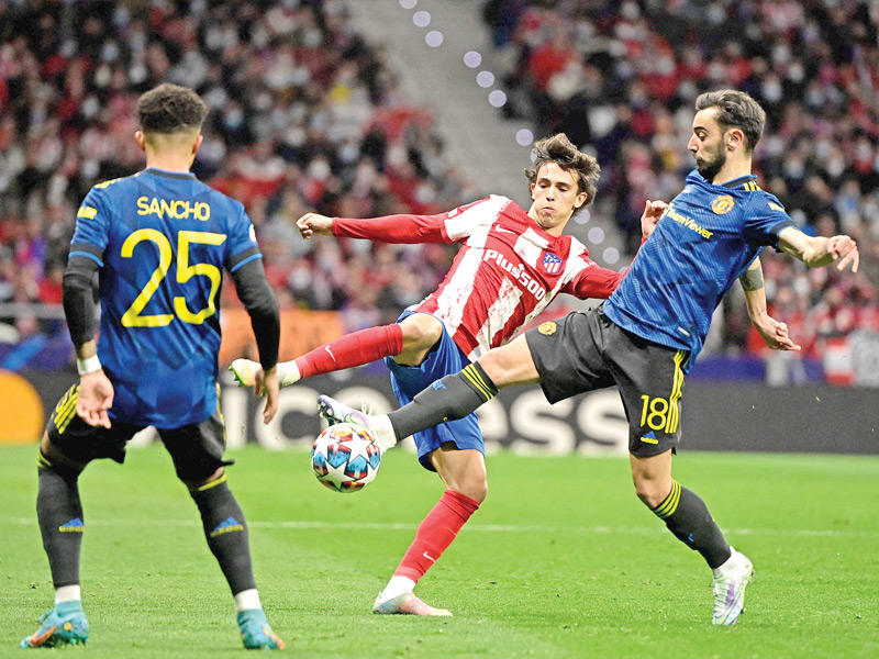 جانب من مباراة أتلتيكو مدريد ومان يونايتد