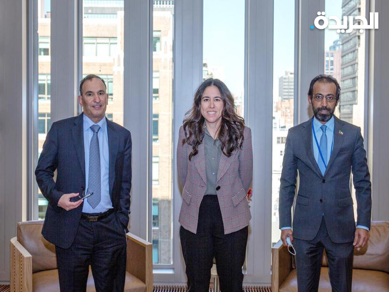 عبيد الوسمي ورئيسة مجلس الأمن الدولي مع السفير منصور العتيبي