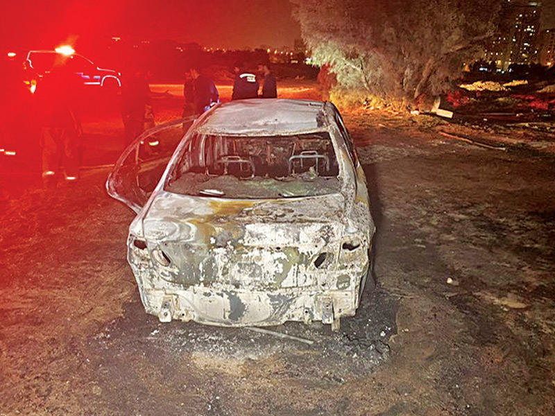 مركبة الآسيوي بعد إخماد حريقها