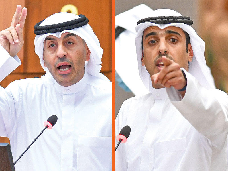 المضف خلال مرافعته في جلسة الاستجواب أمس (تصوير عبدالله الخلف) - ... والموسى يفند المحاورn