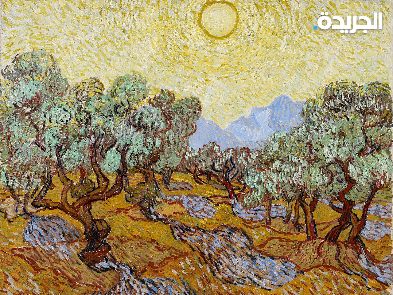 لوحة من لوحات بساتين الزيتون للرسام الهولندي فان جوخ