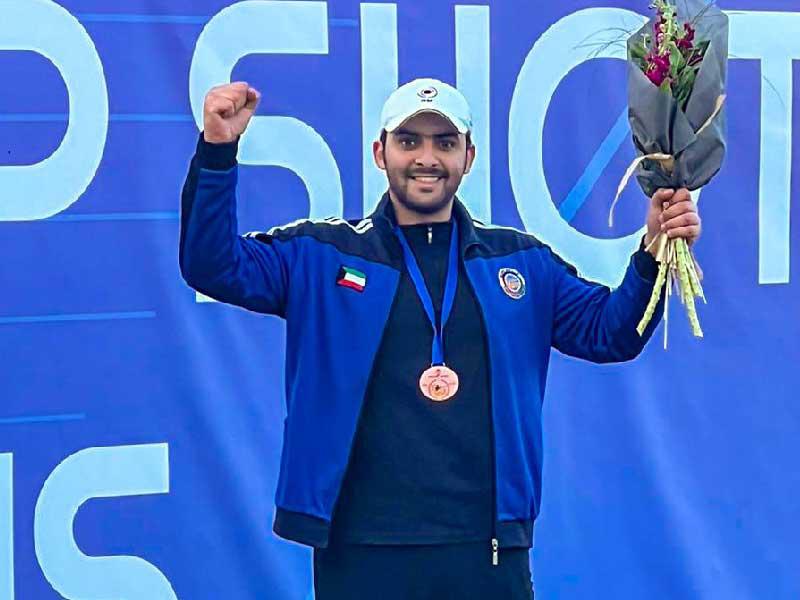 رامي منتخب الكويت طلال الطرقي يحقق الميدالية البرونزية في بطولة كأس العالم لرماية الأطباق الطائرة