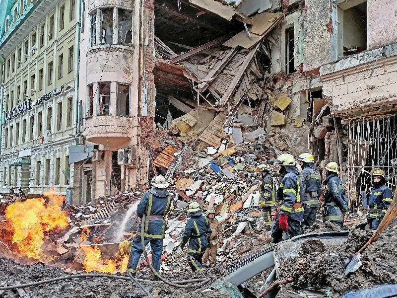 جانب من آثار الدمار في أوكرانيا