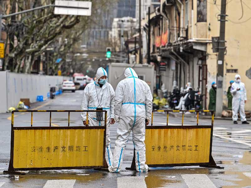 جانب من تطبيق الاشتراطات الصحية في أحد أحياء الصين 