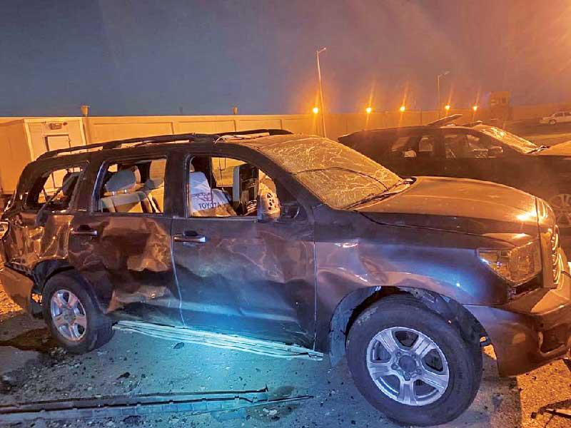 سيارة مدنية دمرها الهجوم الحوثي على السعودية اليوم (واس)n