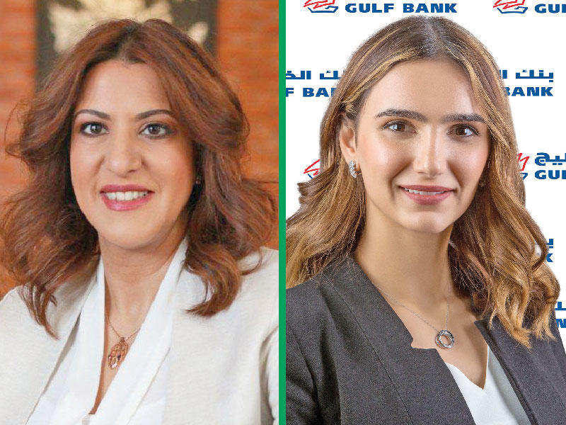 مساعدة مدير الاتصالات المؤسسية في بنك الخليج، لجين القناعي - الرئيسة التنفيذية لجمعية إنجاز الكويتية ليلى المطيري