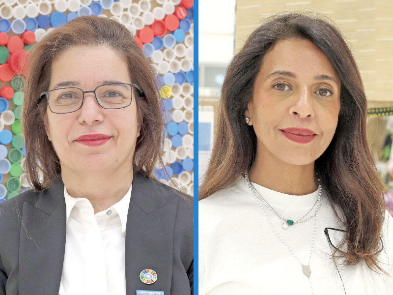 الناشطة البيئية هوازن البعيجان - رئيسة برنامج الأمم المتحدة للمستوطنات البشرية لدول الخليجي العربي والكويت أميرة الحسن 