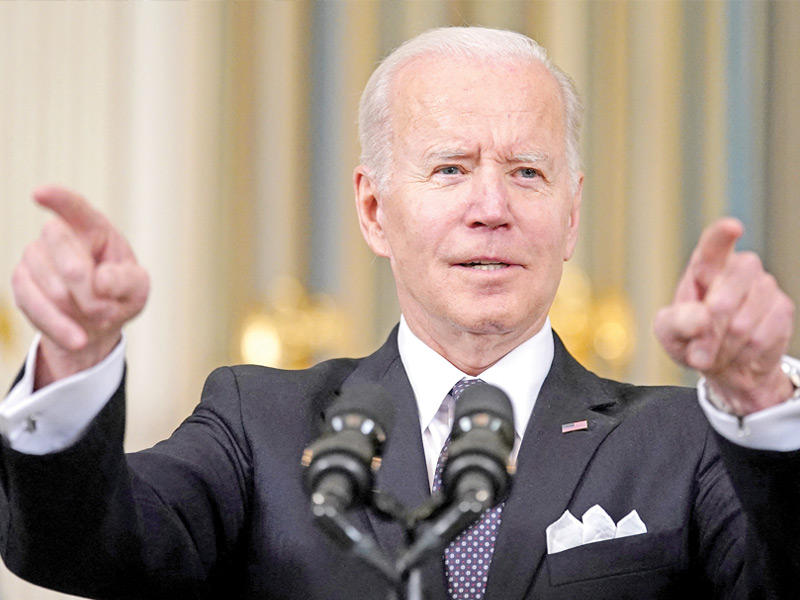 بايدن خلال مؤتمر صحافي أمس الأول حول موازنة 2023t(رويترز)