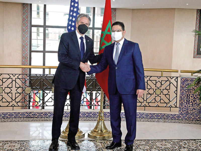 بلينكن وبوريطة في الرباط أمس (أ ف ب)