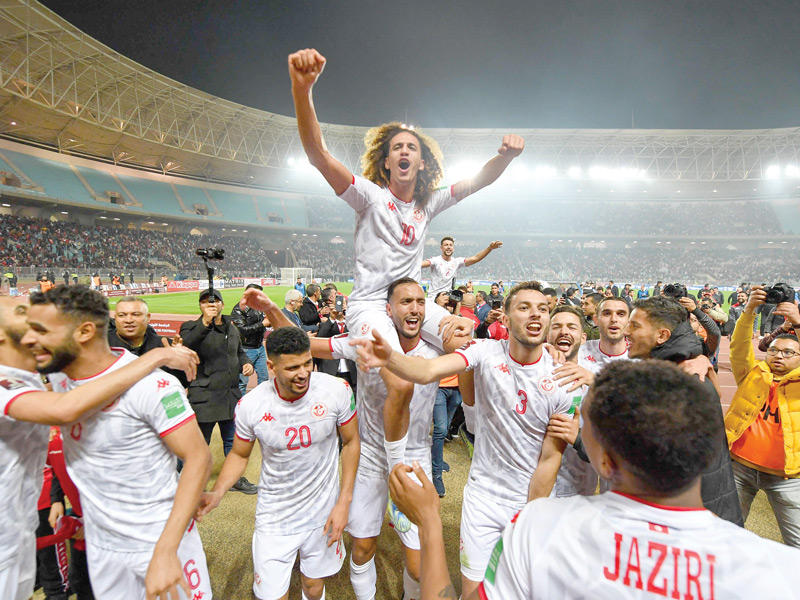 فرحة لاعبي المنتخب التونسي