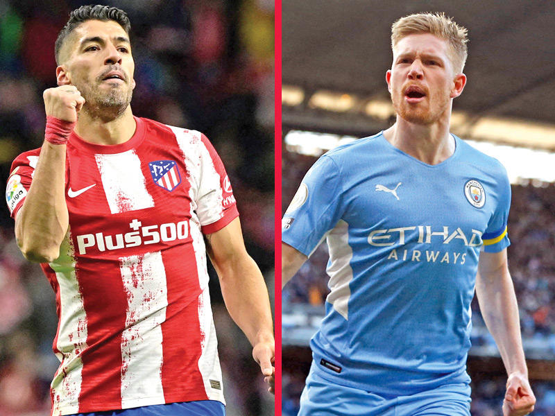 دي بروين نجم مانشستر سيتي - سواريز نجم أتلتيكو