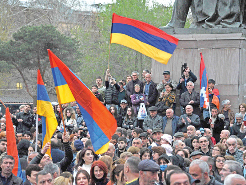 تظاهر آلاف الأرمن في العاصمة يريفان