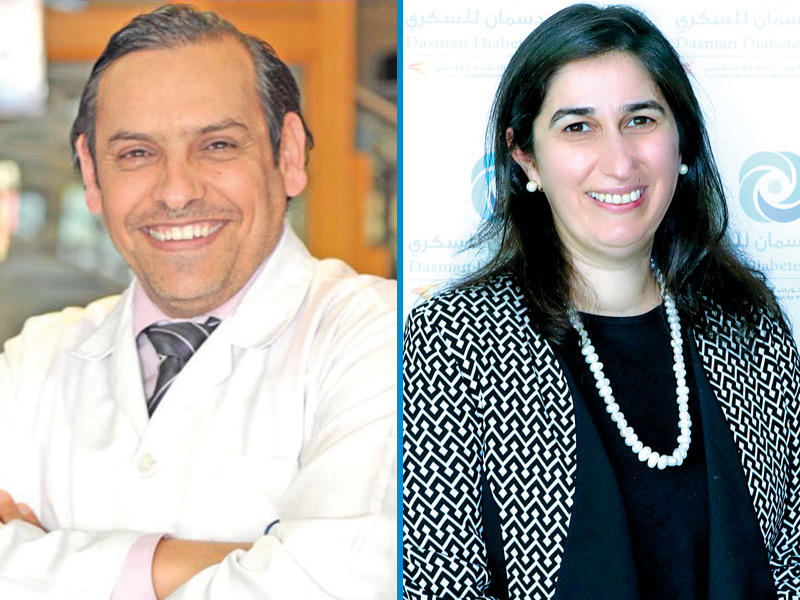 الرئيسة التنفيذية للقطاع الطبي في معهد دسمان للسكري د. إباء العزيري  - استشاري طب وجراحة العيون د. يوسف الظفيري 
