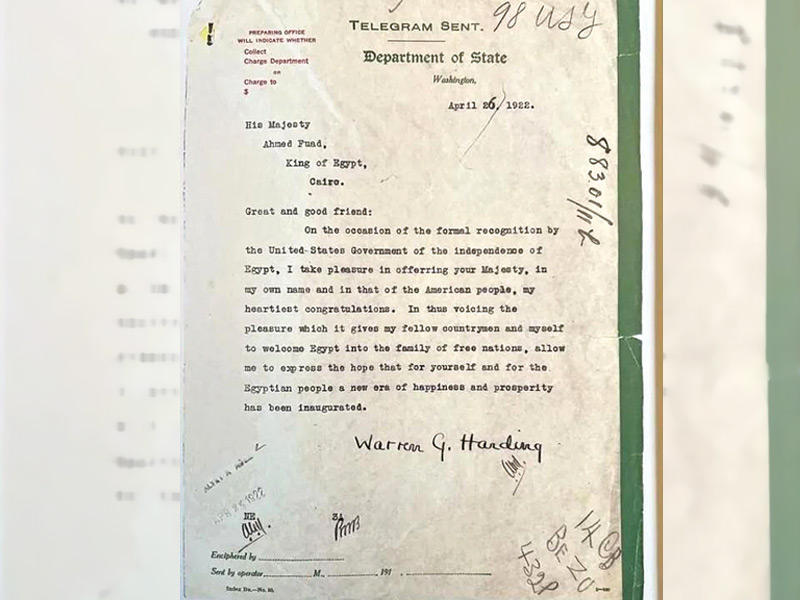 واشنطن تهدي لمصر «اعتراف أميركا باستقلالها»