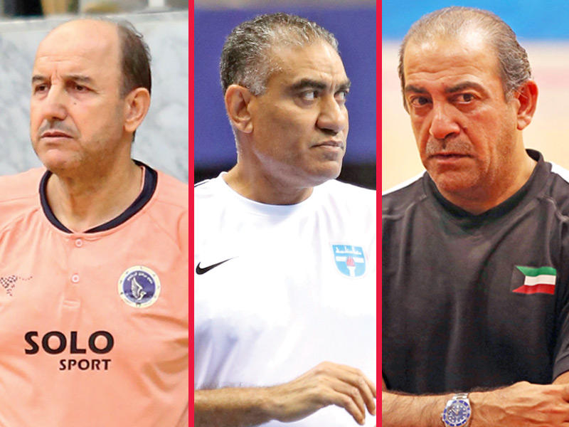 مدرب المنتخب الوطني السابق سالم محمود ومدرب نادي كاظمة البحريني علي الغنزور ومدرب نادي برقان الجزائري سعيد حجازي