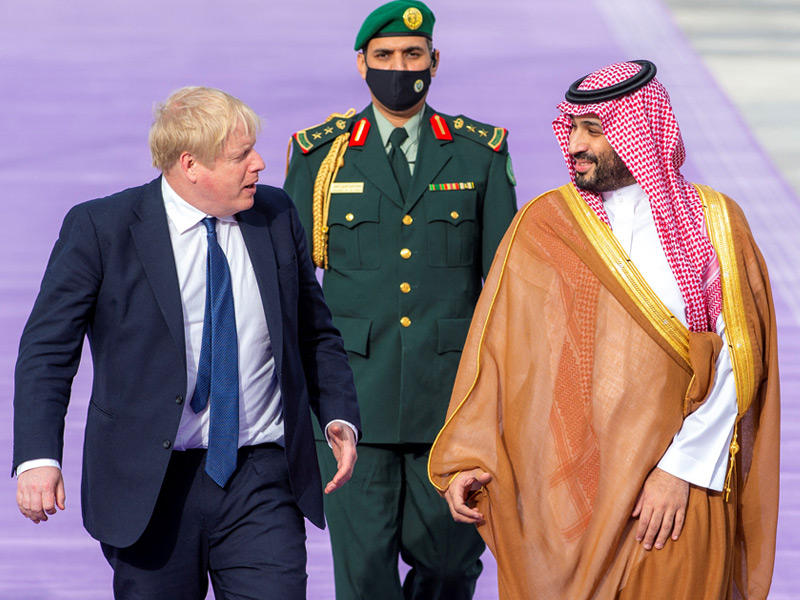 ولي عهد السعودية  الأمير محمد بن سلمان ورئيس الوزراء البريطاني بوريس جونسون