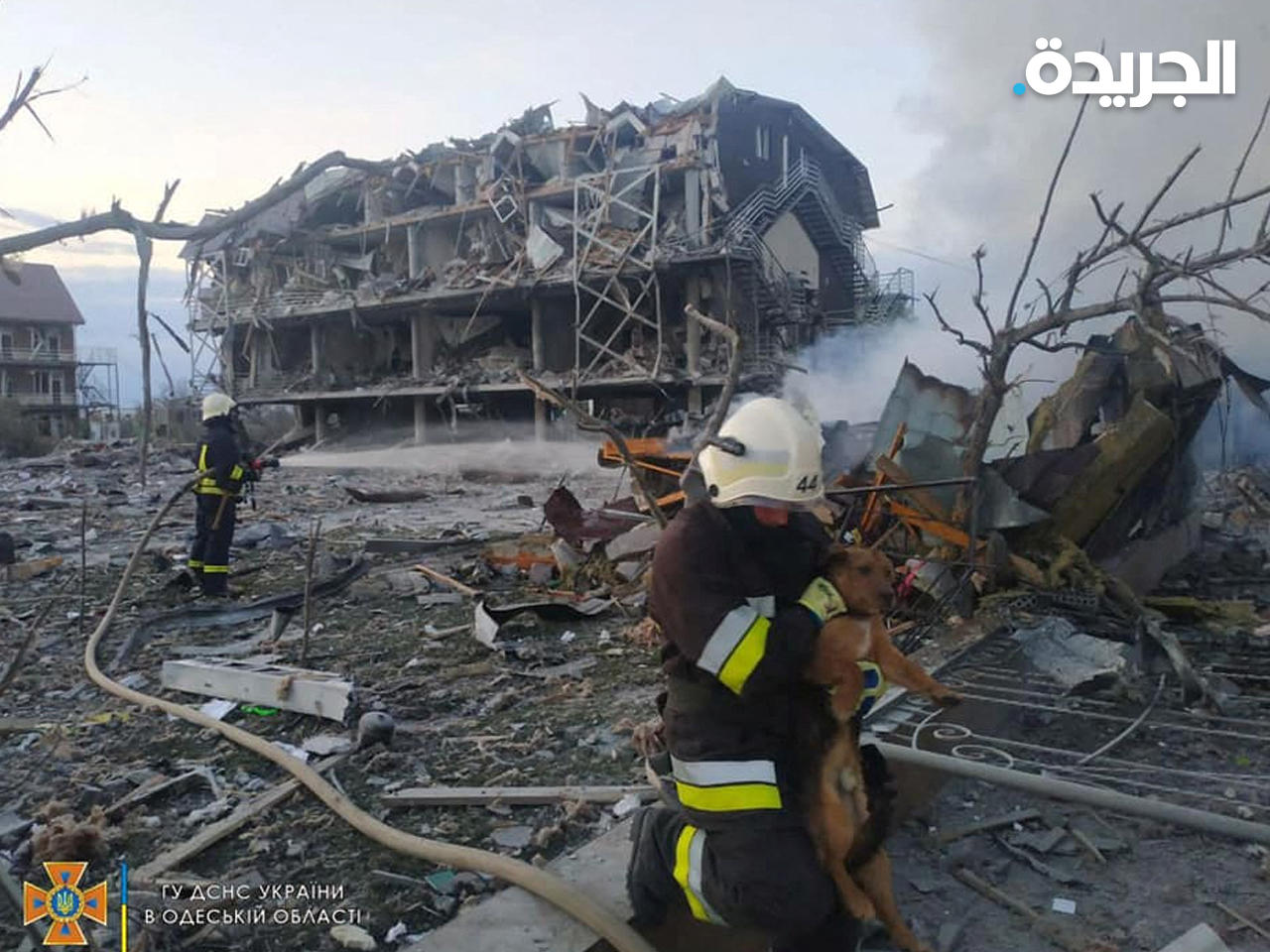 مبنى تضرر بعد غارة عسكرية في أوديسا، أوكرانيا 