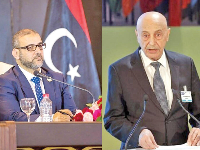  رئيس البرلمان الليبي عقيلة صالح ورئيس المجلس الأعلى للدولة خالد المشري