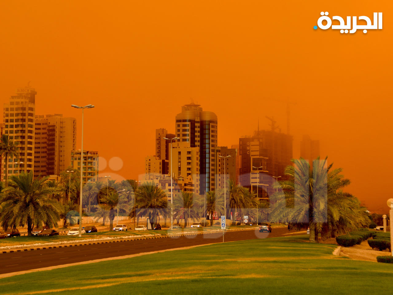 لقطة تظهر موجة الغبار التي تتعرض لها الكويت