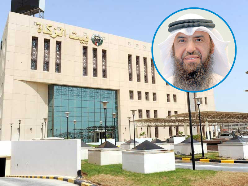 مبنى لبيت الزكاة وفي الاطار مراقب الإعلام المتحدث الرسمي لبيت الزكاة حمد المري