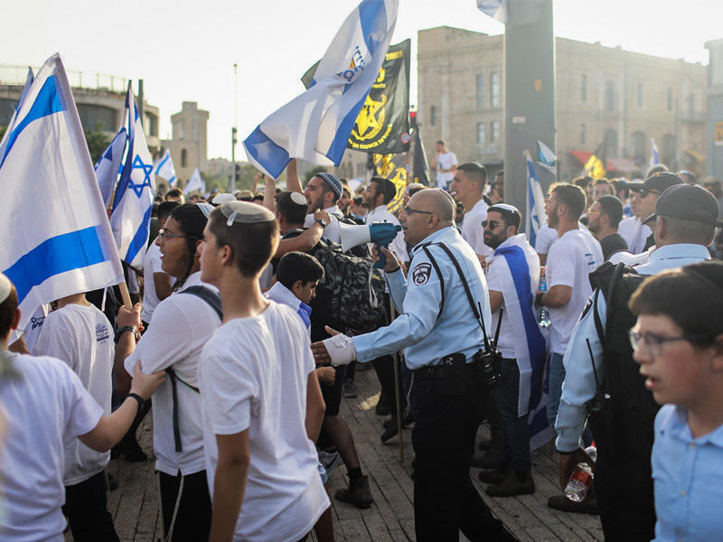 مسيرة الأعلام الاستفزازية التي ينظمها المستوطنون واليمين الإسرائيلي في القدس الشرقية المحتلة