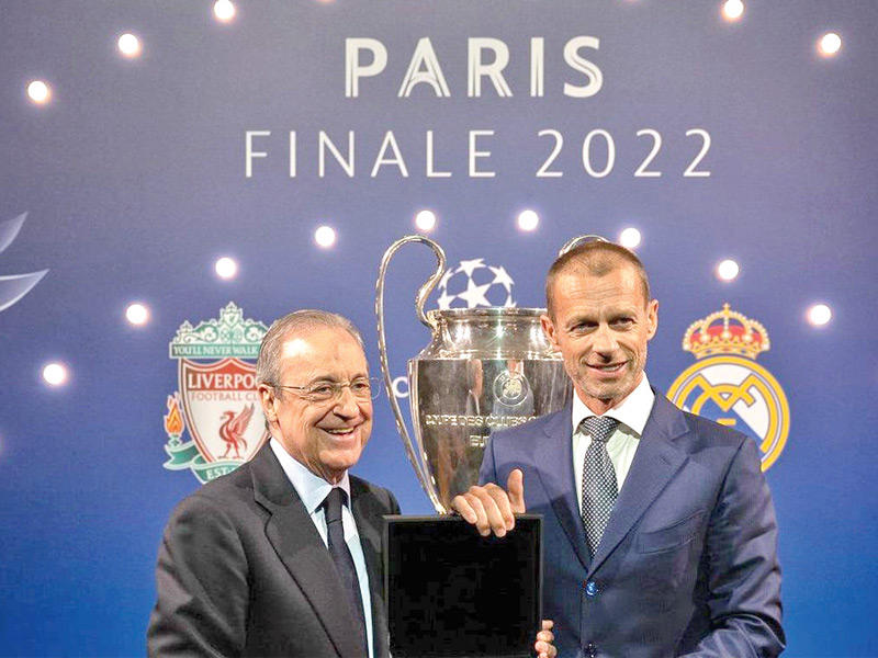  رئيس الاتحاد الأوروبي لكرة القدم ألكسندر تشيفرين ورئيس ريال مدريد فلورنتينو بيريز