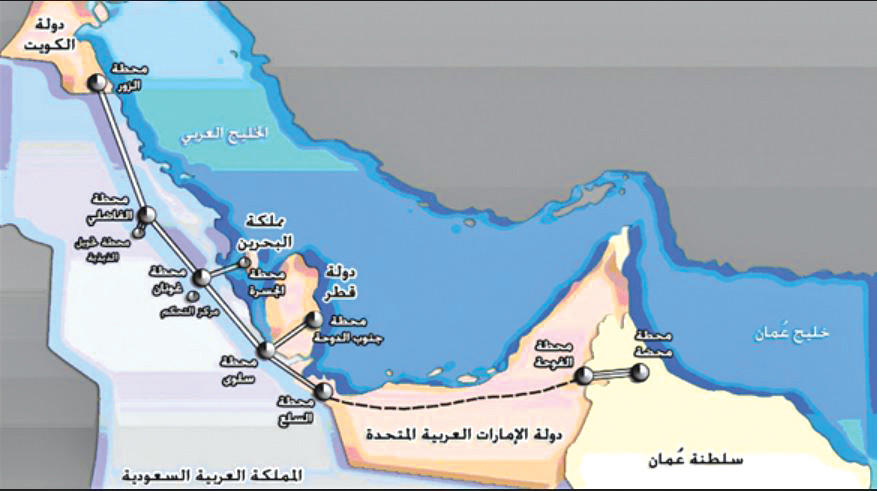 خريطة السكة الحديدية الخليجية
