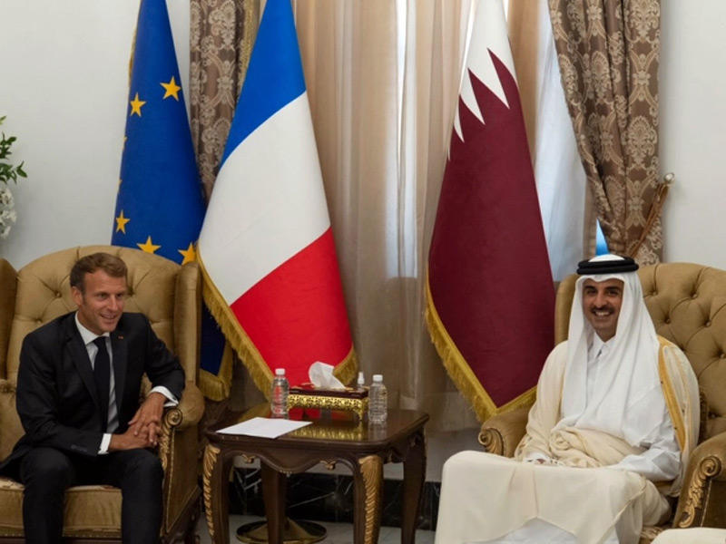  أمير قطر الشيخ تميم بن حمد آل ثاني - الرئيس الفرنسي إيمانويل ماكرون
