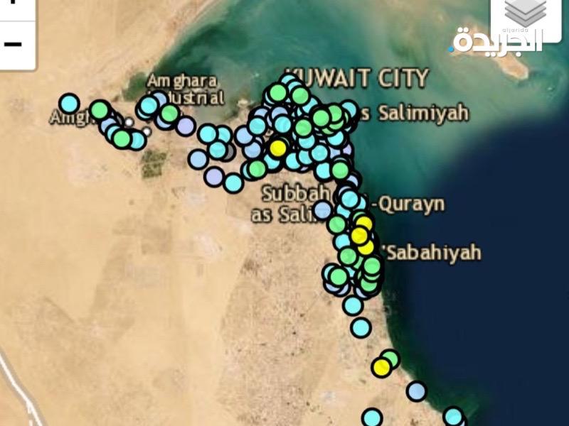 مناطق الزلزال الذي ضرب الكويت