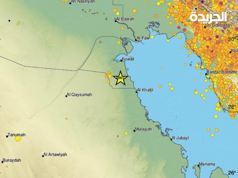 زلزال بقوة 5 على مقياس ريختر يضرب الكويت