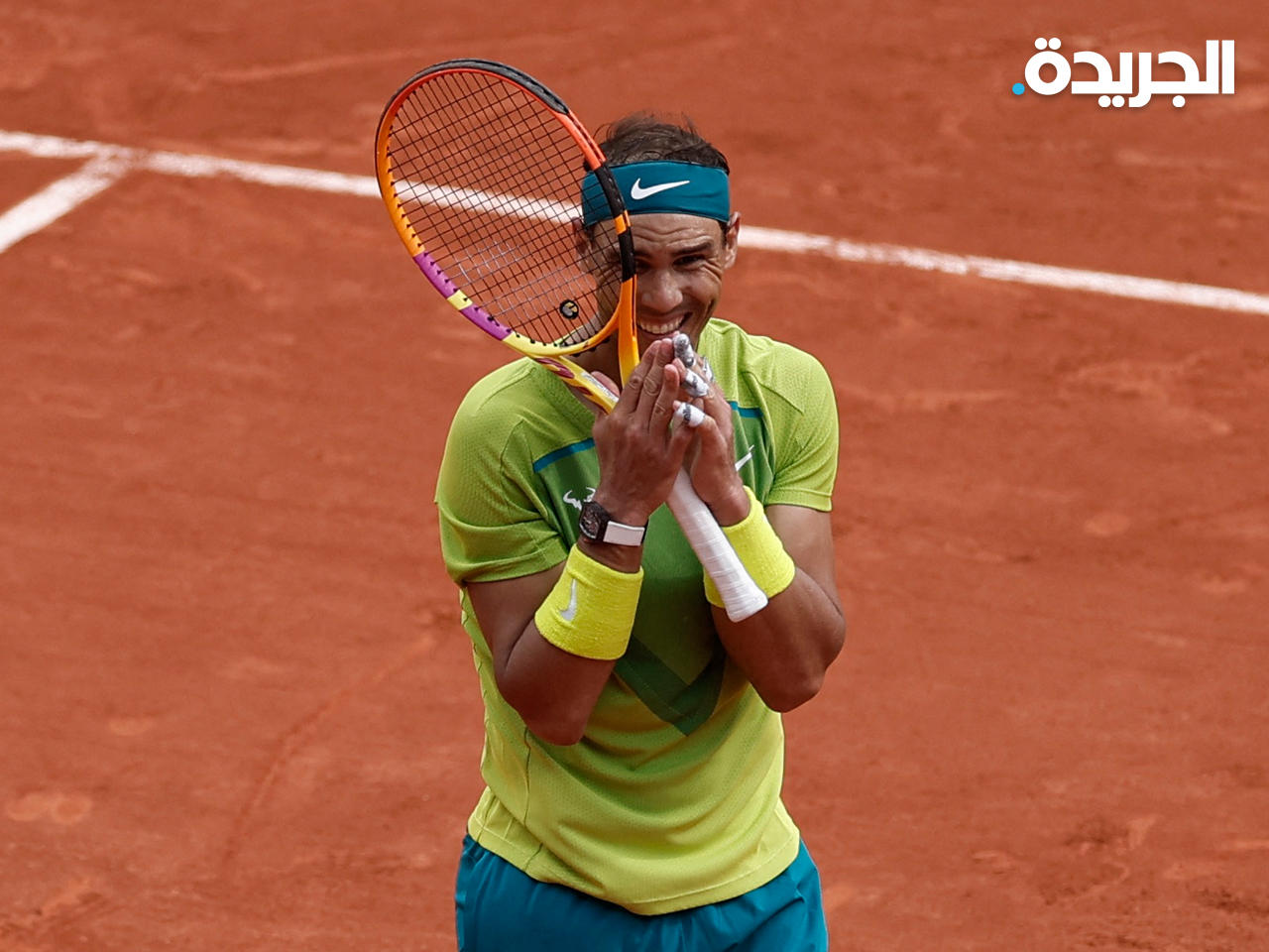 فرحة الإسباني رافائيل نادال بالفوز